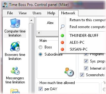 Time Boss control panel.